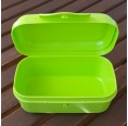 Vegan lunchbox with hinged closure made of bioplastics - green