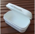 Vegan lunchbox with hinged closure made of bioplastics - white