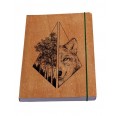Eco Notebook for men »Wolf male« cherry wood book cover | Waldkind