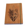 Sustainable Notebook »Wolf female« cherry wood book cover | Waldkind
