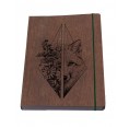 Sustainable Notebook »Wolf female« walnut wood book cover | Waldkind
