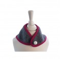 Eco wool fleece triangular scarf for baby & toddler - grey-burgundy | Ulalue