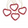 Fair Trade Christmas Ornament 'Green XMAS' Set of 4 red Hearts » Sundara