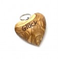 Olive Wood Heart Keyfob engraving Glück » D.O.M.