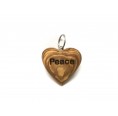 Olive Wood Heart Keyfob engraving Peace » D.O.M.
