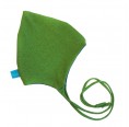 Pointed Baby Hat Lime Melange Organic Cotton with ribbons tie | bingabonga