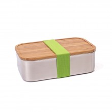 Premium Stainless Steel Lunch Box XL Jungle Picnic with Bamboo Cutting Board Lid and elastic Strap