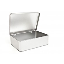 Silver Biscuit Storage Tin, hinged lid, 2280 ml/80 oz