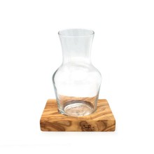 Small Glass Carafe BONSOIR on Olive Wood Base