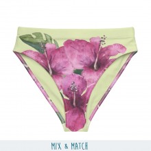 Tropical Flower Recycled high-waisted Bikini Bottoms pink/green