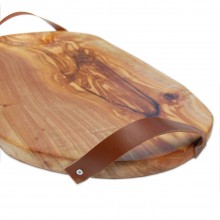 Olive Wood Serving Board with Leather Handles, various sizes