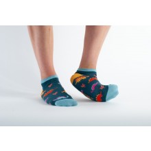 Teal Dinosaur Kids Sneaker Socks Organic Bamboo & Cotton 36-40