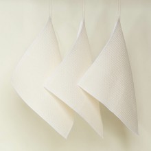 Plastic-free Cleaning Cloth Rag Bundle half-linen Waffle Pique, Set of 3 Cream