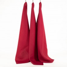 Linen Plain Tea Towel Set of 3 Ruby