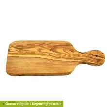 Small Olive Wood Chopping Board with Handle for Herbs, Onions, Engraving possible