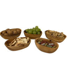 Handmade Olive Wood Snack Side Bowl, Medium