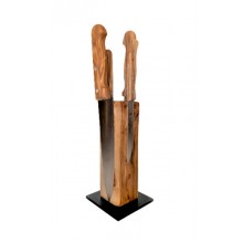 Magnetic Knife Block MODERN ONE TOWER Olive Wood