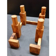 Solid Olive Wood Block Playset Kit in Jute Sack and individual Wooden Building Blocks re-order