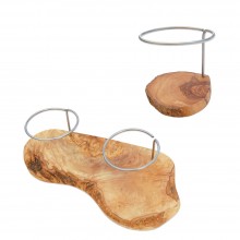 Olive Wood Coaster Rack for Olive Oil Bottles SOLO & DUO