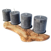 Candleholder ADVENT RUSTIC made of Olive Wood