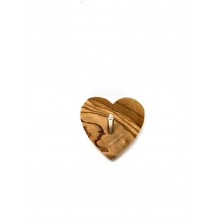 Hook BRUCE in Heart Shape made from Olive Wood & Stainless Steel