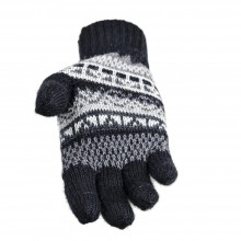 Alpaca Gloves with pattern INKA for women & men, 100% Baby Alpaca, Unisex full-fingered Gloves