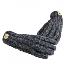 Hand-Knit Alpaca Gloves Milena for Women, One Size, 100% Baby Alpaca, Anthracite