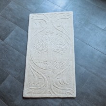 Small Tree of Life hand tufted rectangular Rug natural flecked