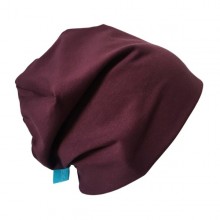 Beanie Hat 'Line' Plain Yellow-, Red- and Purple Shades Organic Cotton – gender-neutral, Aubergine for adults