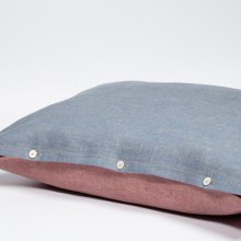 Reversible Cuddle Cushion & Throw Pillow Organic Linen Denim & Wool Filling – Rose-Blue