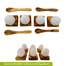 Egg Holder SIENA olive wood – Set of 2, 4 or 6 & Egg Spoon