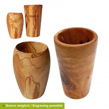 Cup of Olive Wood – Beaker, Wine Cup, Tooth Mug – Engraving possible