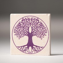 Tree of Life Travertine Coaster – Violet