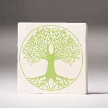 Tree of Life Travertine Coaster – Green