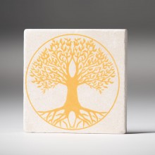 Tree of Life Travertine Coaster – Yellow