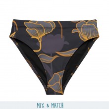 Tropical Black Recycled high-waisted Bikini Bottoms