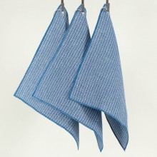 Plastic-free Cleaning Cloth Rag Bundle half-linen Waffle Pique, Set of 3 Light Blue