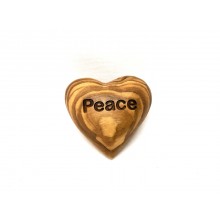 Engraved Solid Olive Wood Heart with inspiring Stroke – Peace