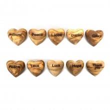 Engraved Solid Olive Wood Heart with inspiring Stroke
