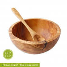 Olive Wood Appetizer Bowl with Spoon & customisable engraving