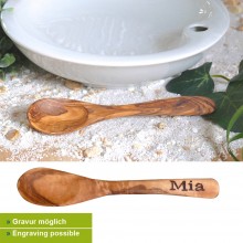 Baby Food Spoon 'little Tim' Olive Wood, Engraving possible