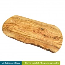Olive Wood Cutting Board Natural Shape rustic, various sizes, engraving possible