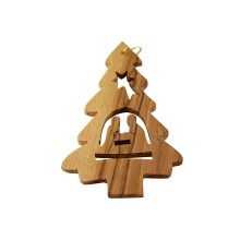 Advent decoration Christmas Tree with Maria & Joseph of Olive Wood, Type 6