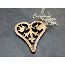 Christmas Tree Pendant delicate Heart, Olive Wood Ornament