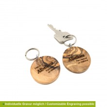 Inspirational Keyring Olive Wood Discs with various Wording or Customizable Engraving