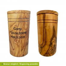 Biodegradable Pet Caskets Olive Wood with double milled rim for Pets up to 15 kg, engraving possible