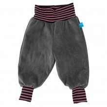Grey Organic Cotton Nicki Baby Jogger Trousers with Stripy Waist