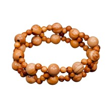 Olive Wood Beaded Bracelet V10 double braided Boho Style – Creation "Natural Life"