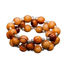 Natural Life Bracelet V12 double braided Olive wood & silver Beads