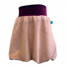 Old Pink Bubble Skirt with Aubergine Waist, Organic Cotton Plush